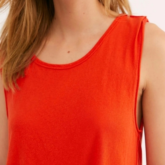 Free People We The Free Orange Distressed Peplum Anytime Tank Top - Picture 4 of 9